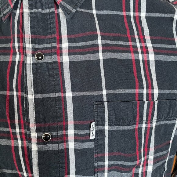 Levi's Men's Modern Black Plaid Long Sleeve Pearl Snap Button Front Shirt Large - Picture 4 of 9